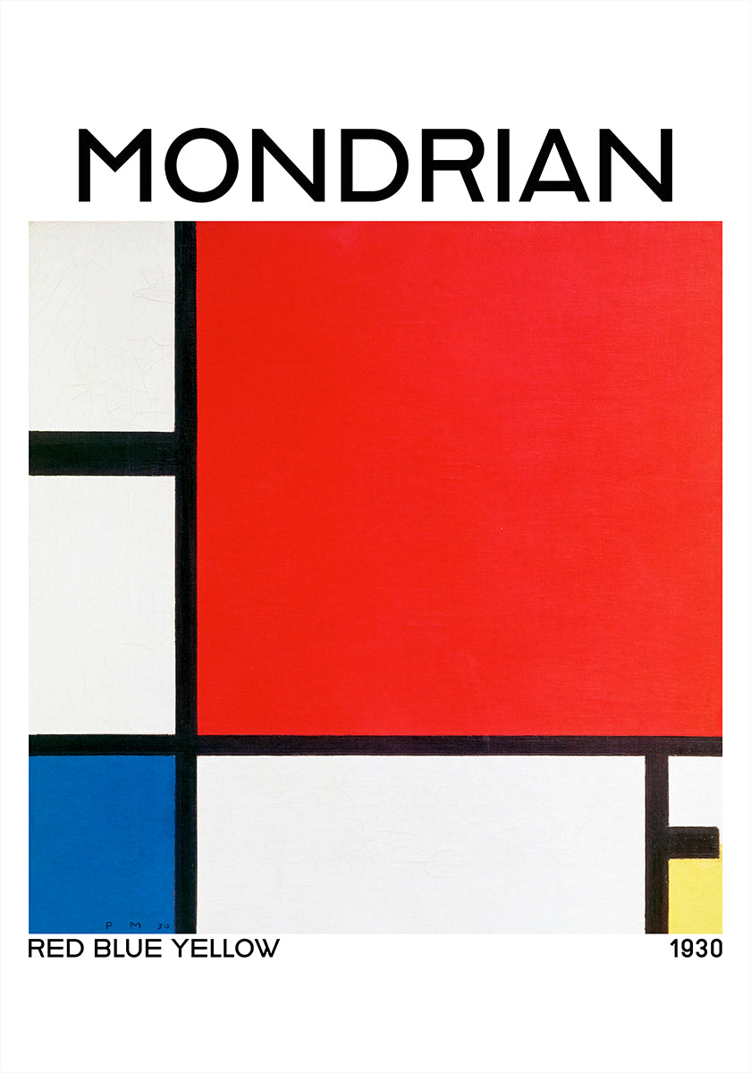 Composición con rojo, azul y amarillo 1930 Póster