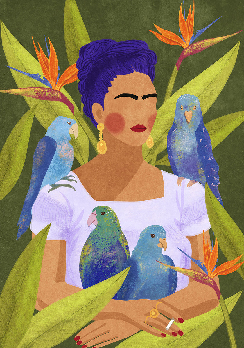 Frida y pájaros Póster