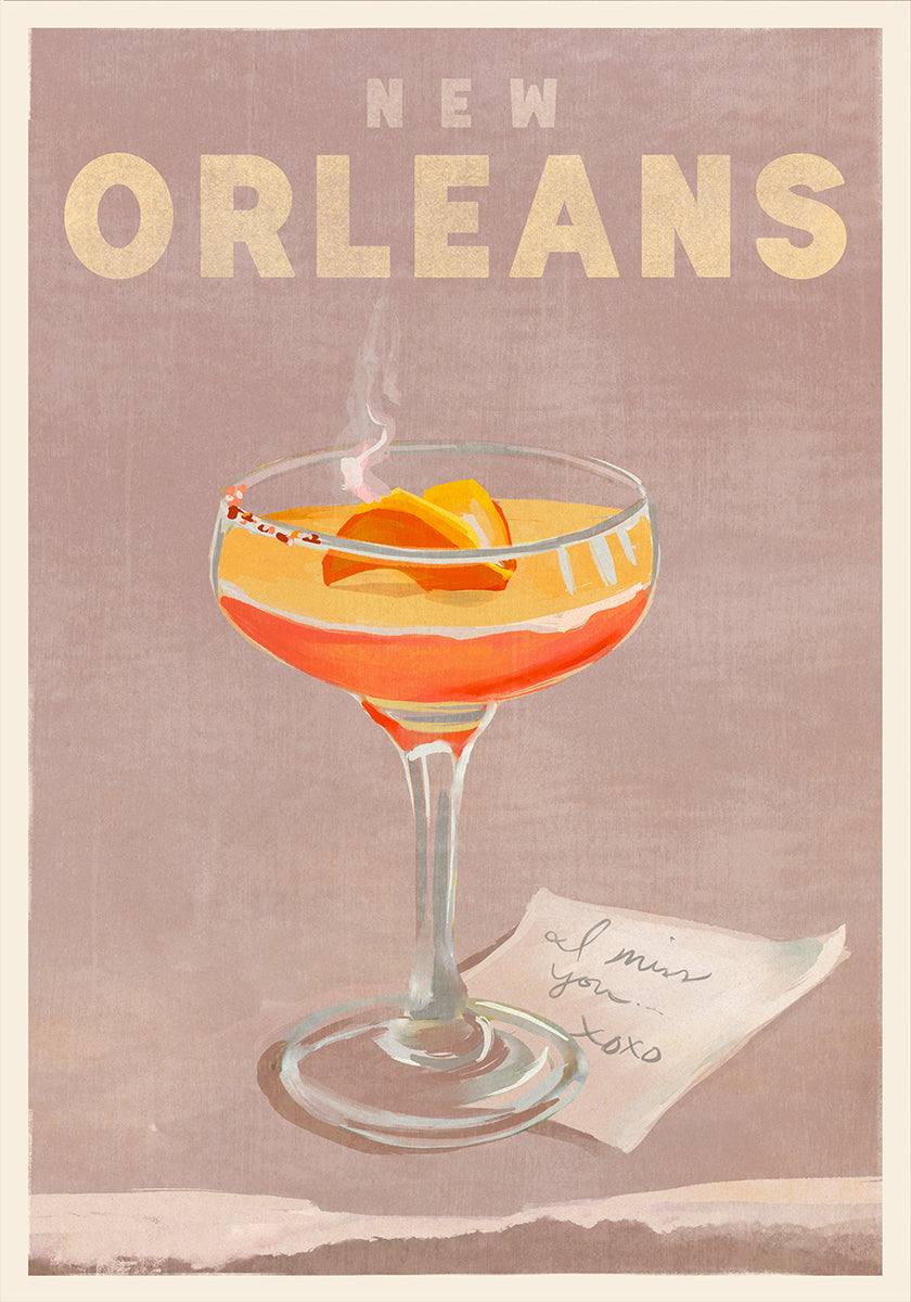 Cartel de viaje de cócteles de Nueva Orleans