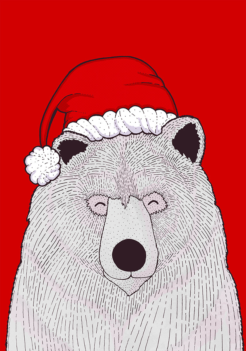 Póster Oso rojo de santa