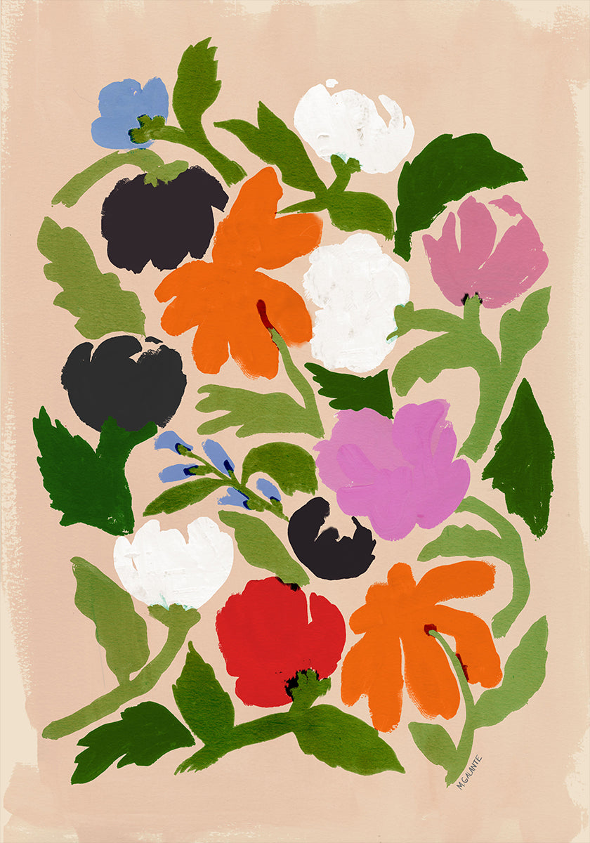 Flores abstractas florales vibrantes Póster
