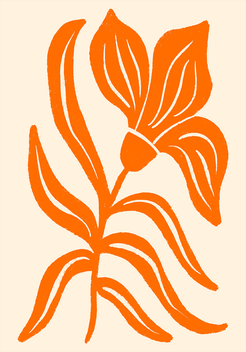 Póster Tulipán estilizado naranja abstracto