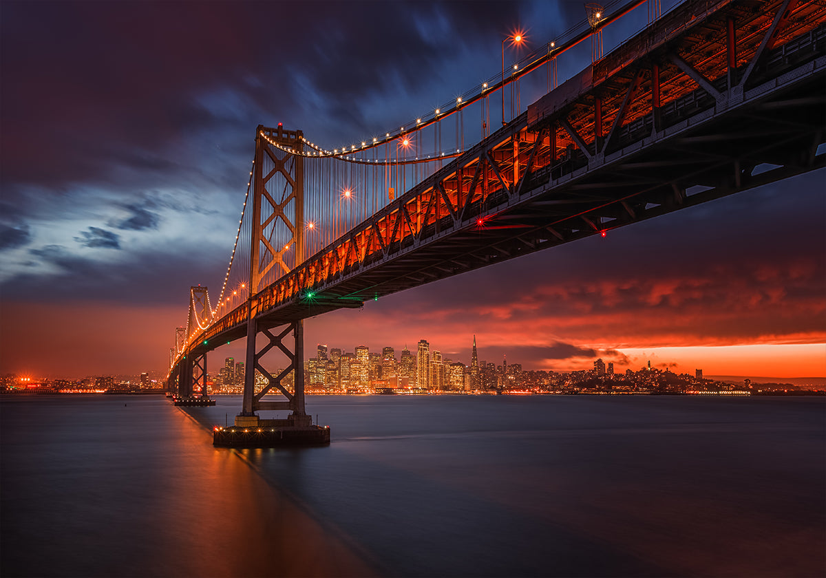 Póster Puente de la bahía en la noche