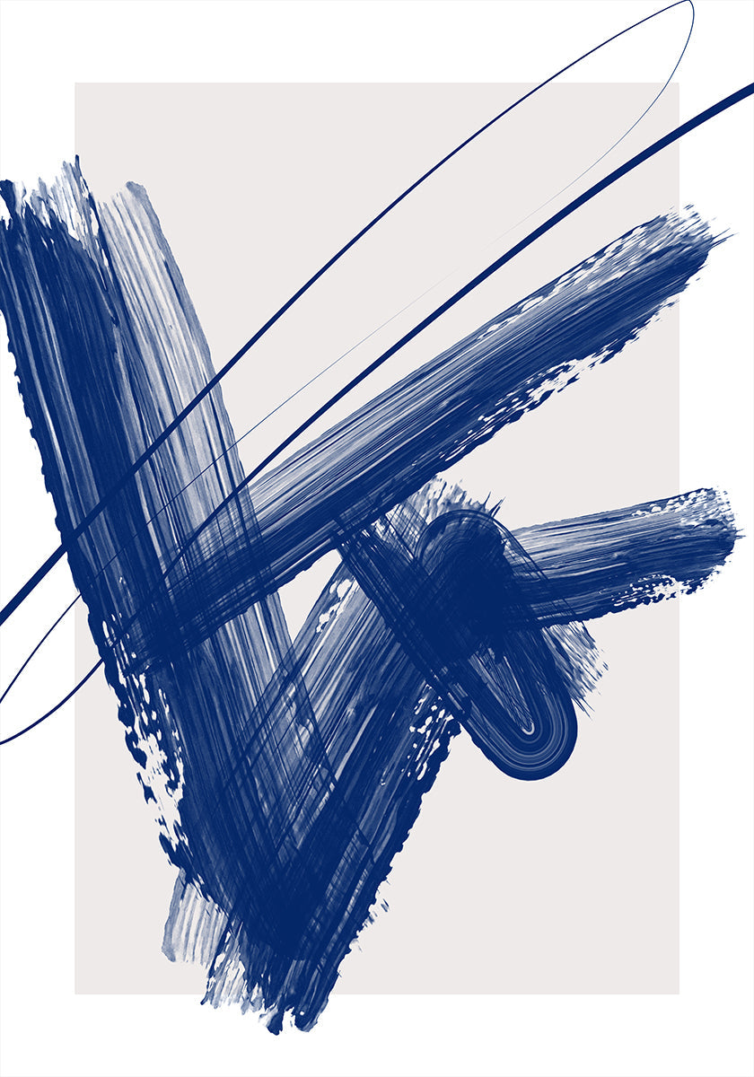 Pinceladas azules audaces Póster