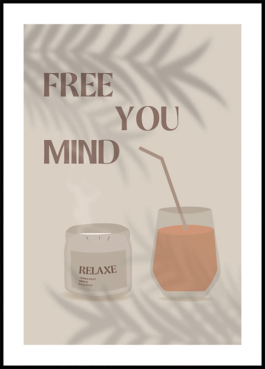 Libera tu mente 2, verano relajante con vela y vaso de jugo Póster