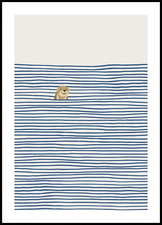 Nutria en las olas Póster