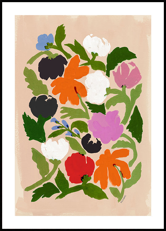 Flores abstractas florales vibrantes Póster