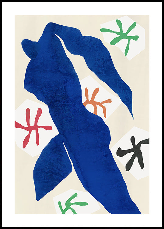 Figura azul abstracta Póster
