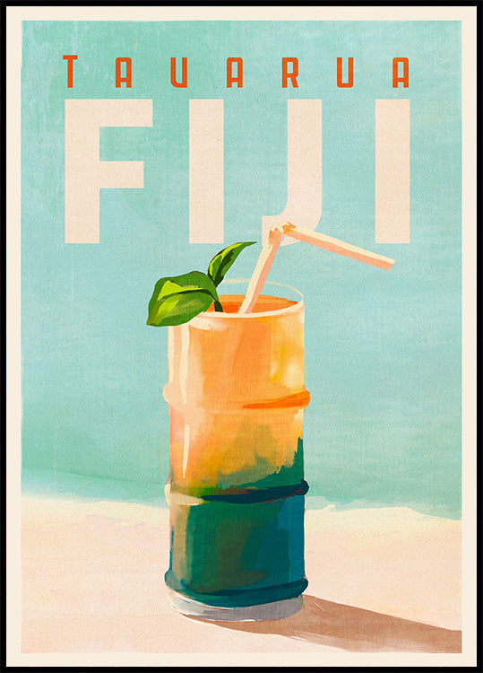 Arte de viaje de cócteles de Tavarua Fiji Póster