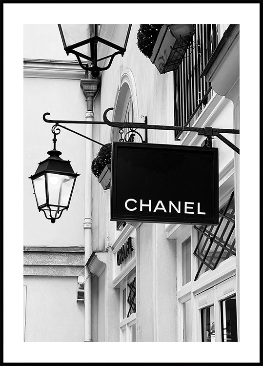 Chanel París Blanco y Negro Póster