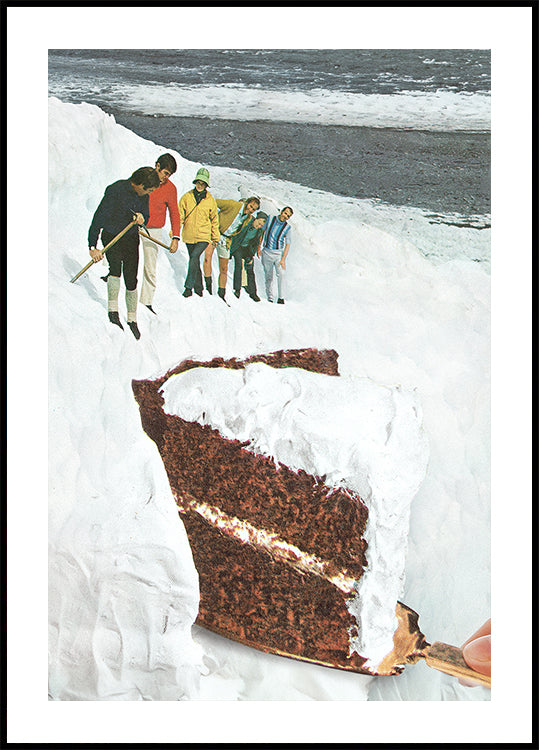 Pastel de parto del glaciar - Postre Montaña nevada Póster