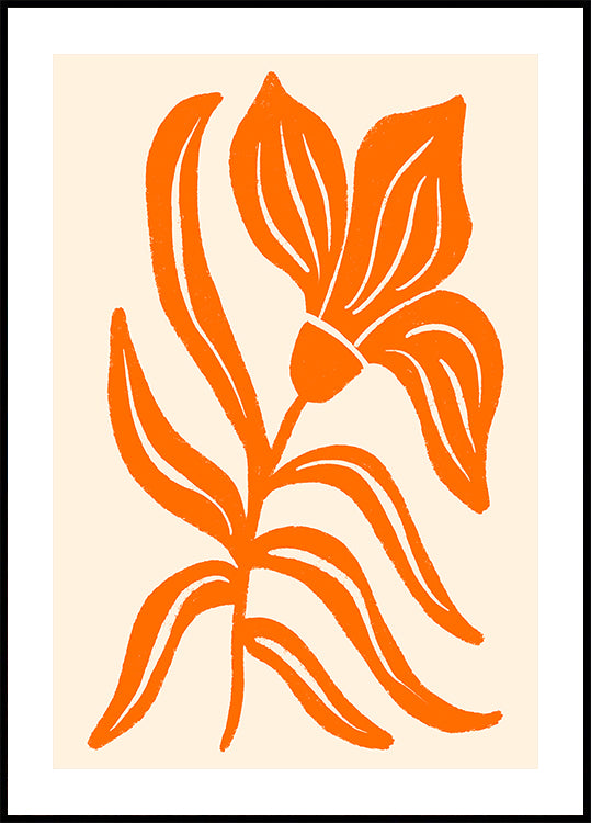 Póster Tulipán estilizado naranja abstracto