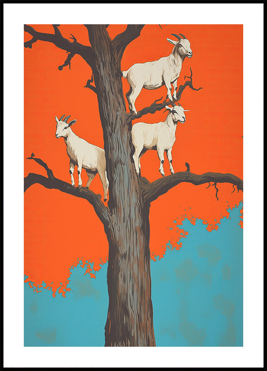 Cabras en un árbol Póster