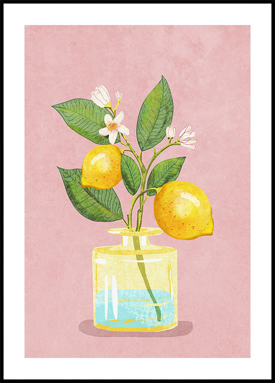 Manojo de limones en florero Póster