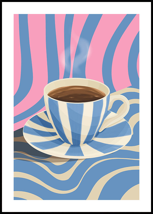 Taza de café a rayas Póster