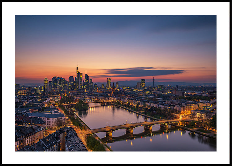 Horizonte de Frankfurt al atardecer