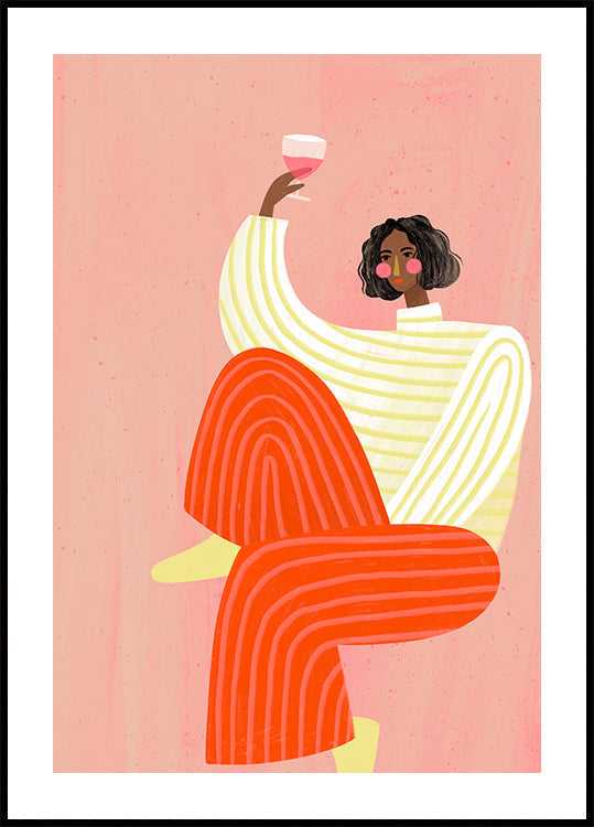 La mujer con la copa de vino.