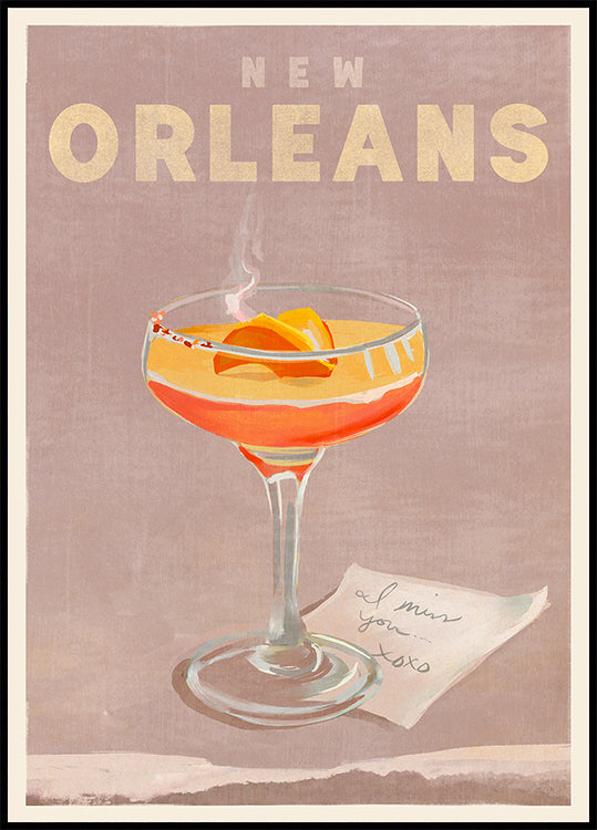 Cartel de viaje de cócteles de Nueva Orleans