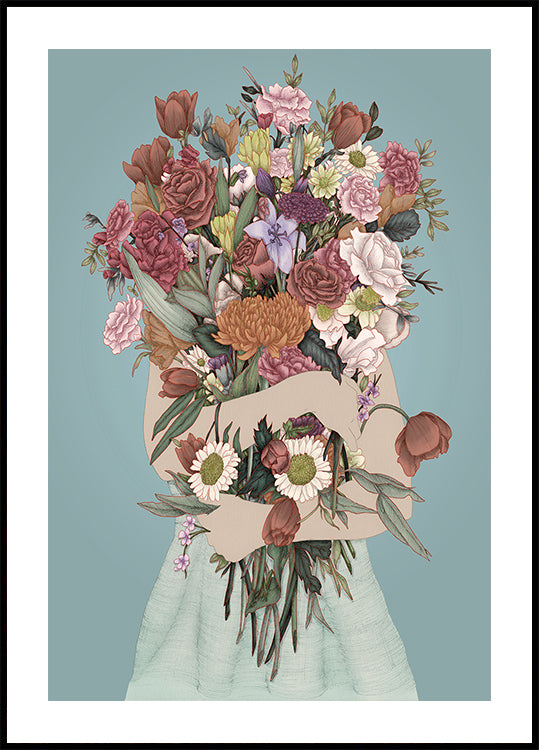 Póster Grande Recogiendo un jardín verde azulado