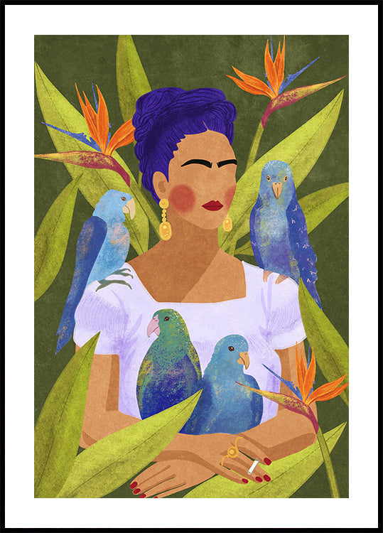 Frida y pájaros Póster