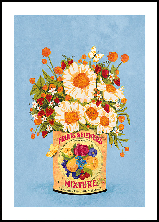Flores en una lata de té vintage