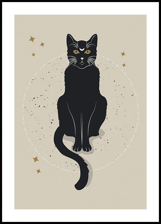 Gato Luna, Gato Negro Místico Póster