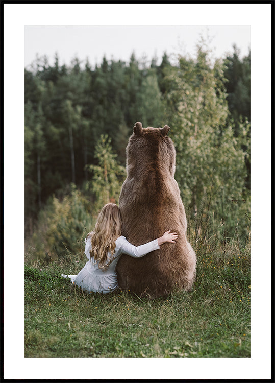 Póster Mujer y oso