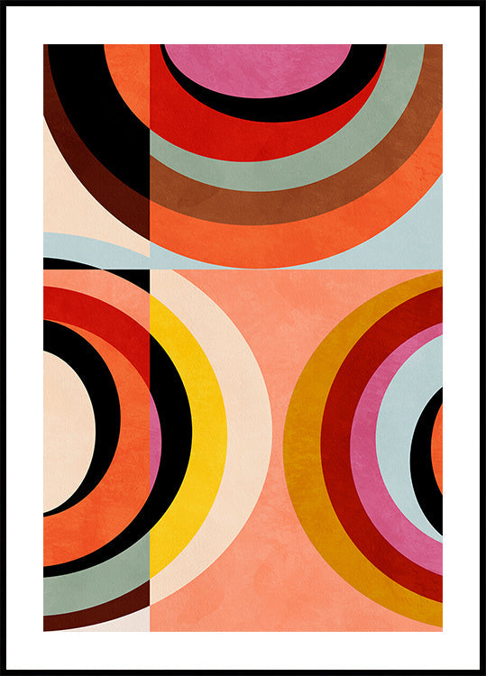 Colores cálidos Bauhaus Geometry3 Póster