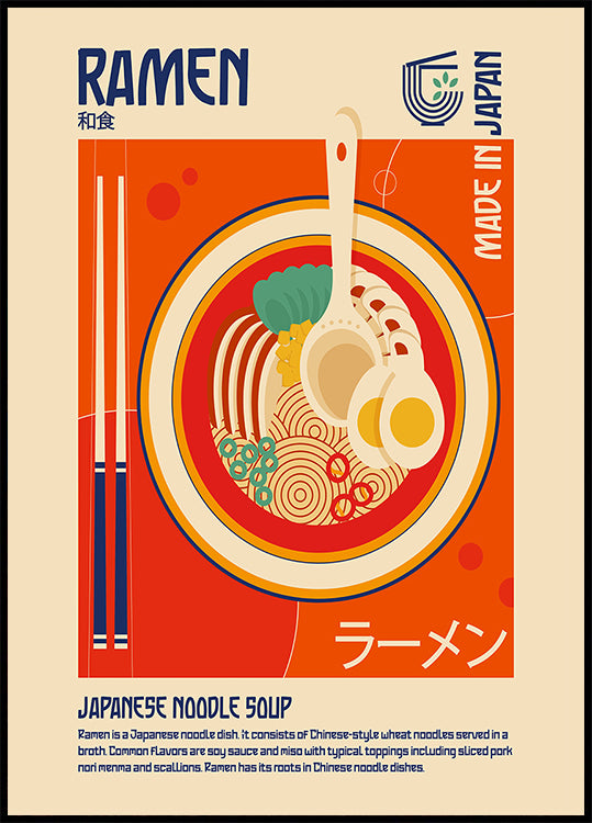 Impresión de comida japonesa ramen Póster