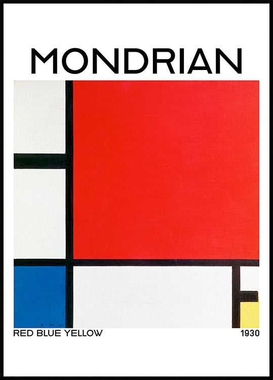 Composición con rojo, azul y amarillo 1930 Póster