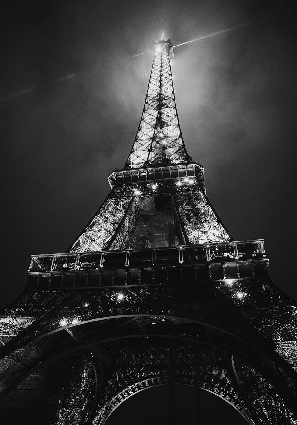 Póster Torre Eiffel París Noche Blanco y Negro
