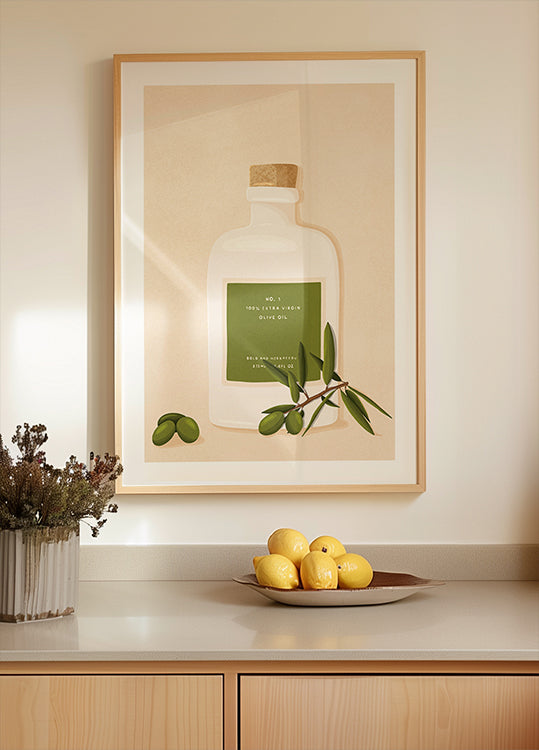 Botella de aceite de oliva Póster
