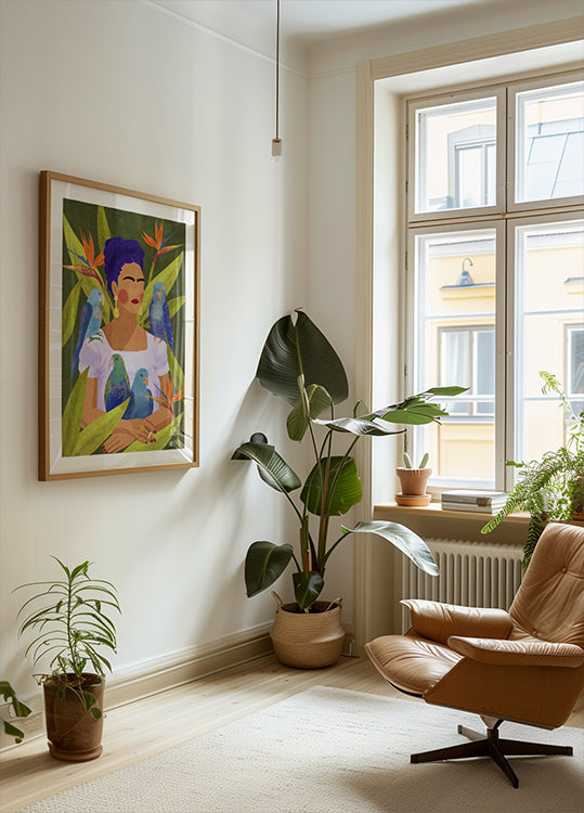 Frida y pájaros Póster