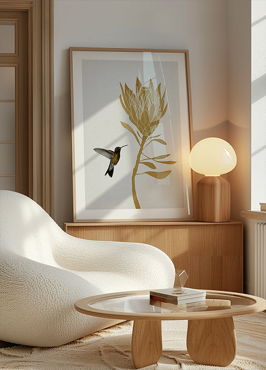 Colibrí y flor en Póster