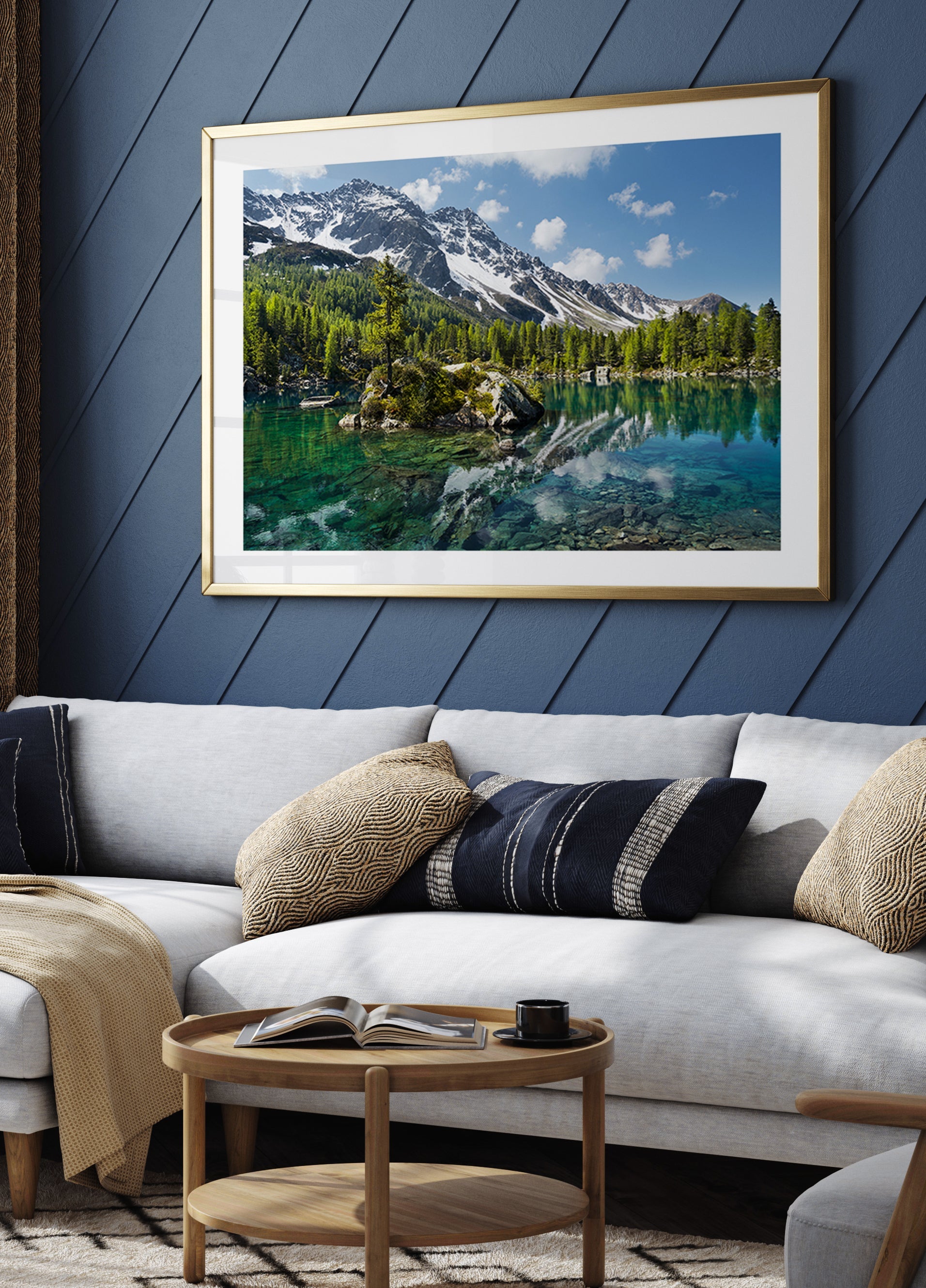 Póster Lago de montaña verde