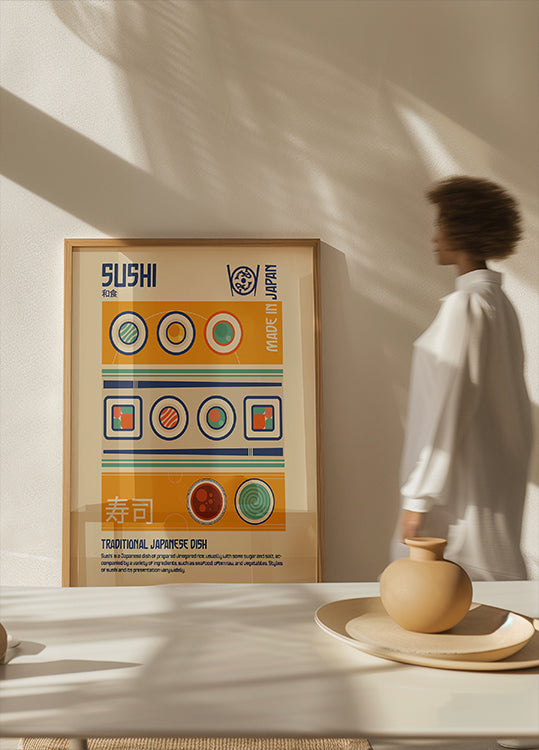 Póster Impresión de comida japonesa de sushi