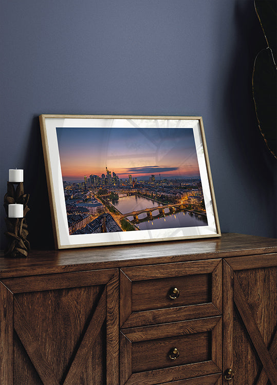 Horizonte de Frankfurt al atardecer