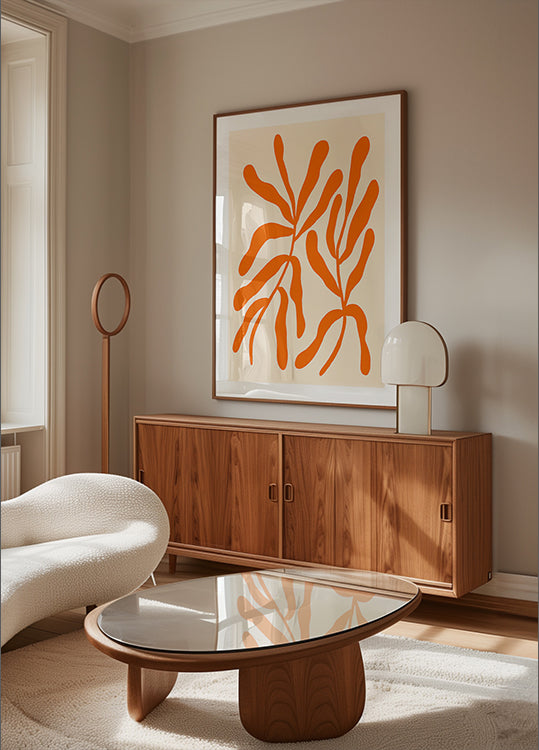 Ramas estilizadas de color naranja Póster