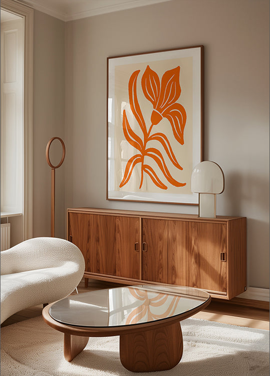 Póster Tulipán estilizado naranja abstracto