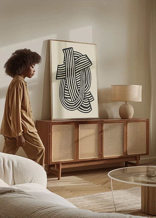 Resumen de rayas en negro Póster