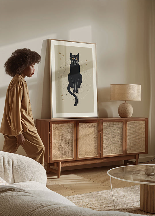 Gato Luna, Gato Negro Místico Póster