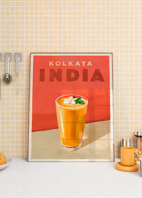Cartel De Viaje Cóctel Calcuta India