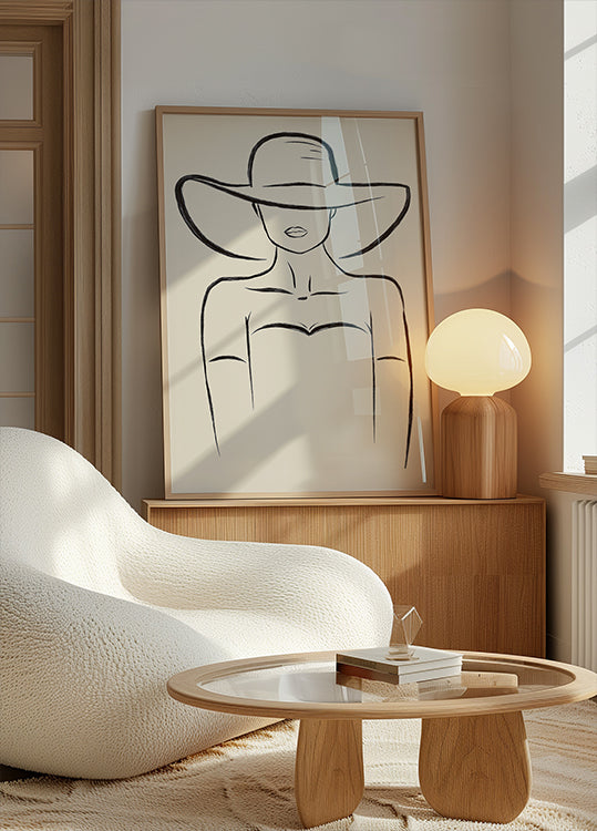 Póster Mujer con sombrero ancho