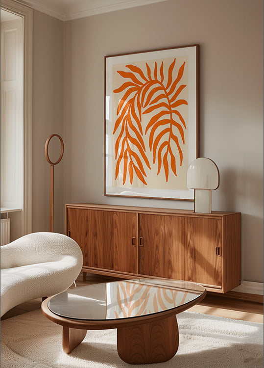 Póster Rama texturizada silueta naranja