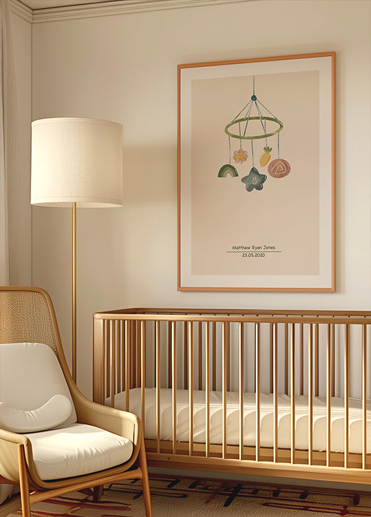 Baby Toy Mobile, Personalized Birth Plakat - Posterbox.dk