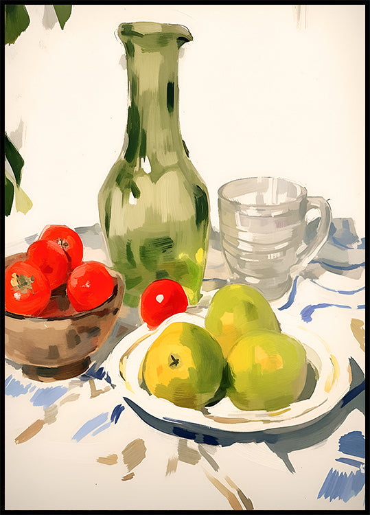 Still Life with Pears and Tomatoes, Sunny Kitchen Table Plakat - Posterbox.dk