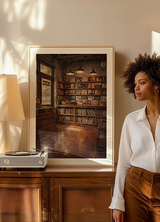 Vintage Record Store Interior Poster - Posterbox