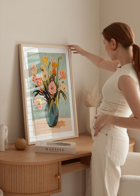 Colorful Flowers in Vase Plakat - Posterbox