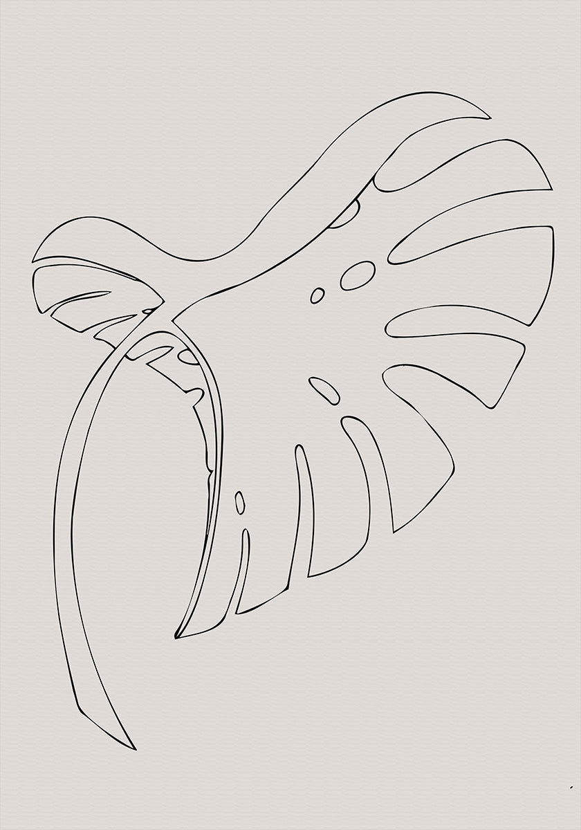 Monstera doblada beige Póster