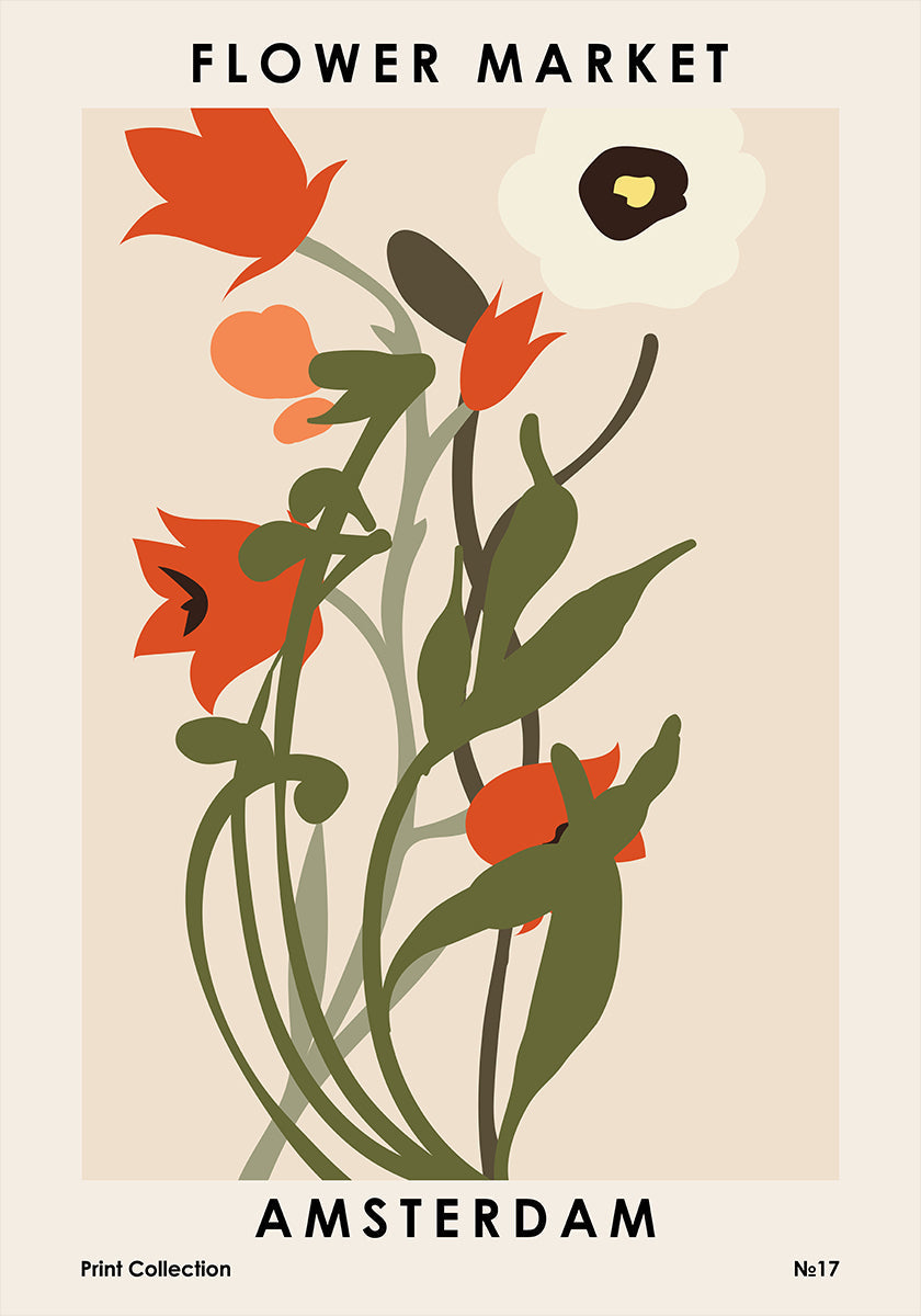 Póster Mercado de flores de Amsterdam